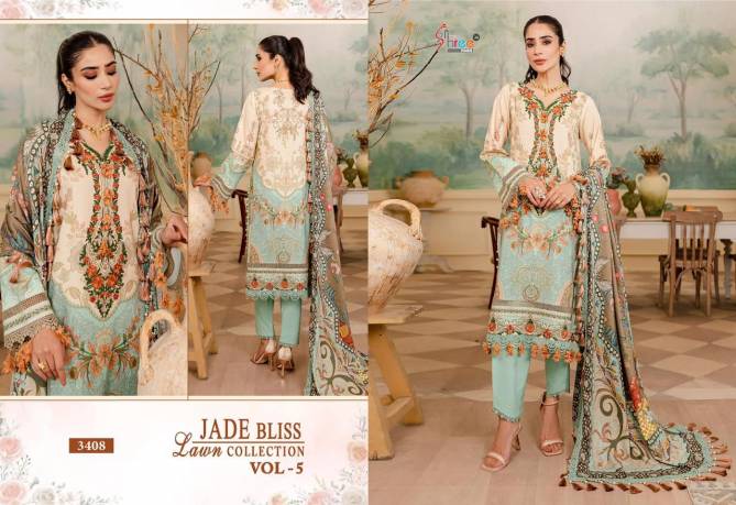 Jade Bliss Lawn Collection Vol 5 By Shree Printed Embroidery Cotton Pakistani Suits Wholesale Market In Surat
